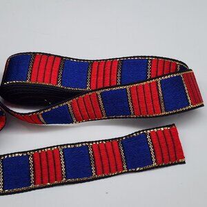 Stripe Trim Blue Red Gold 4 yds 12 Inches 1" Wide Geometric Crafting Sewing